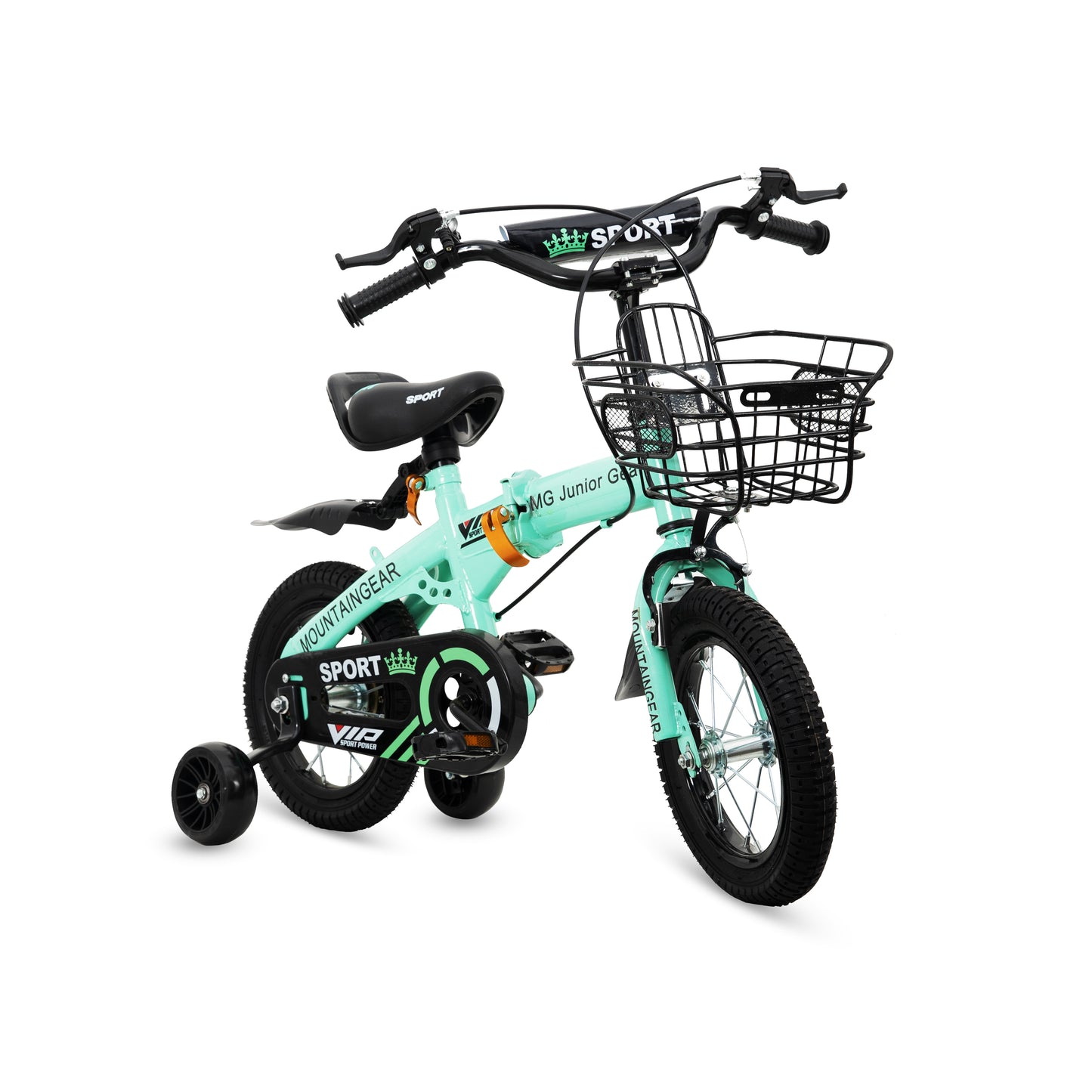 MOUNTAIN GEAR Children's Foldable Bike for 2-4 Years Old | Kids Bike with Carrier Seat & Basket | Kid's Bicycle with Tools | 12 Inch - MGFB
