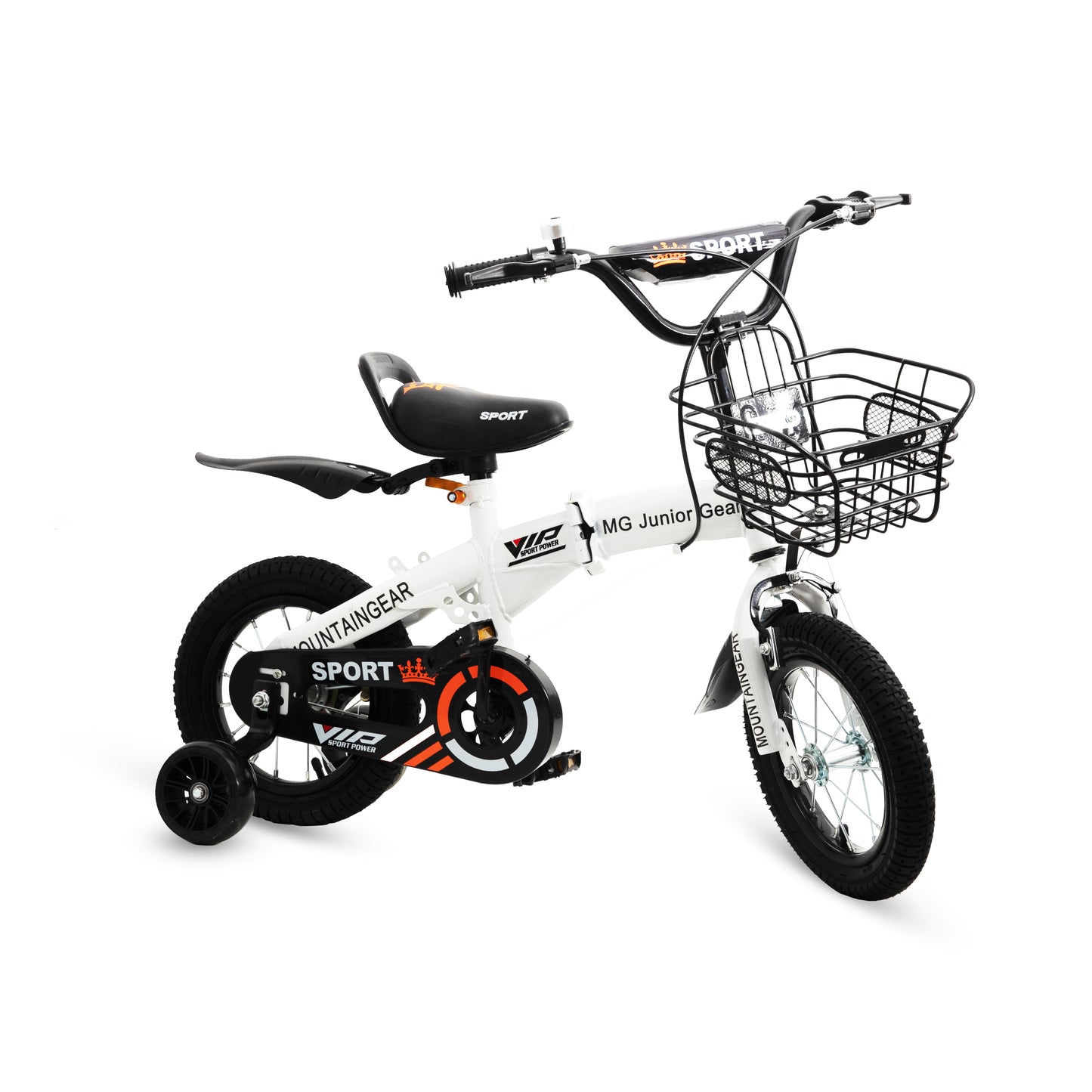 MOUNTAIN GEAR Children's Foldable Bike for 2-4 Years Old | Kids Bike with Carrier Seat & Basket | Kid's Bicycle with Tools | 12 Inch - MGFB