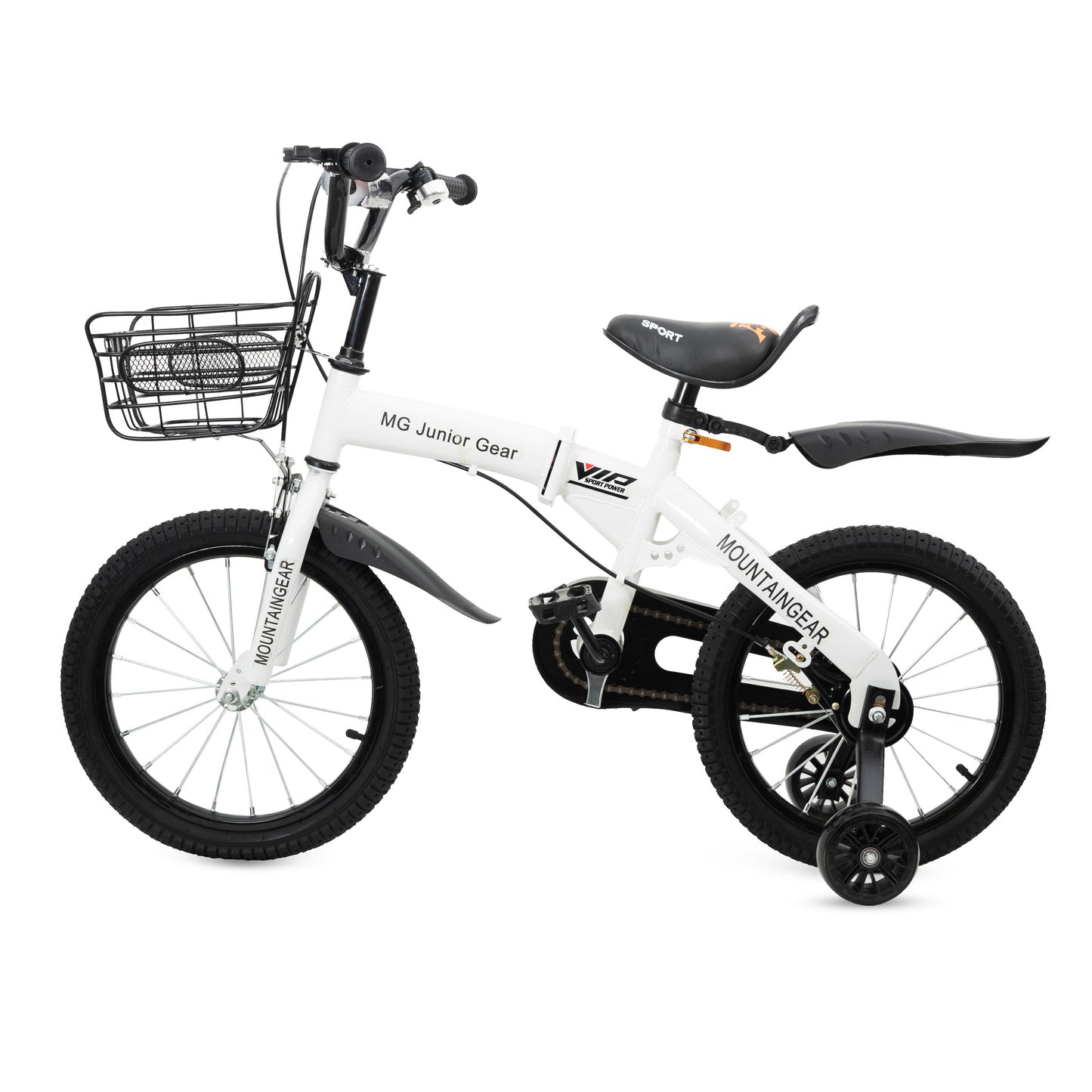 MOUNTAIN GEAR Children's Foldable Bike for 2-4 Years Old | Kids Bike with Carrier Seat & Basket | Kid's Bicycle with Tools | 12 Inch - MGFB