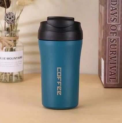 BRITISH CHEF Coffee Cup | 400ML Stainless Steel Cup | Leakproof Insulated Thermal Coffee Cup | Straw & Lid Function Cup | Hiking/Travelling/Camping | Best for Ice Drinks & Hot Beverages - BC323