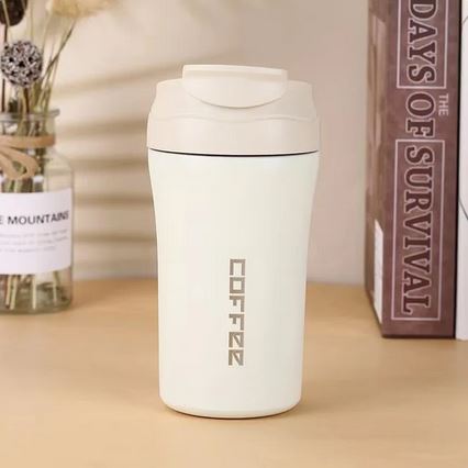 BRITISH CHEF Coffee Cup | 400ML Stainless Steel Cup | Leakproof Insulated Thermal Coffee Cup | Straw & Lid Function Cup | Hiking/Travelling/Camping | Best for Ice Drinks & Hot Beverages - BC323