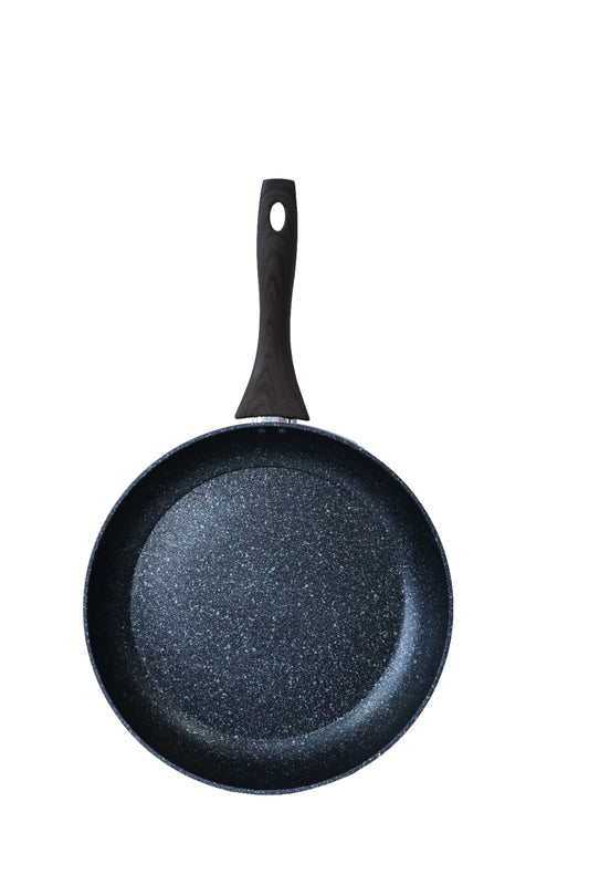 BRITISH CHEF Marble Coated Frypan with 5-Layer Nonstick Coating - Forged Construction & Various Sizes 24/26/28/30/32 CM - BLACK