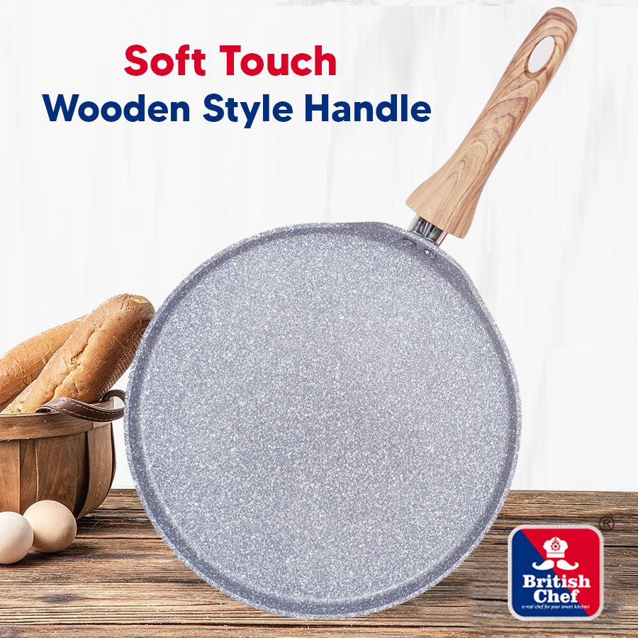 BRITISH CHEF Marble Coated Pizza Pan, 5 Layer Nonstick Coating With 3mm Thick, Induction Bottom 28CM - BC127