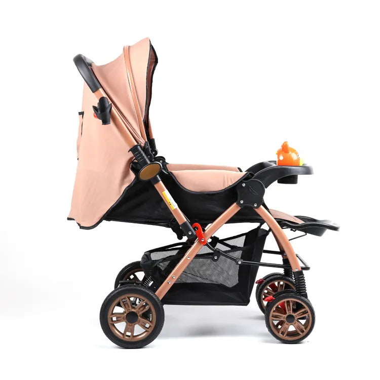 MG Kiddie 0-3 years Baby Kids Travel stroller with Adjustable Reversible handle Large Storage Basket Front tray Linen Canopy adjustable Backrest - 9912F