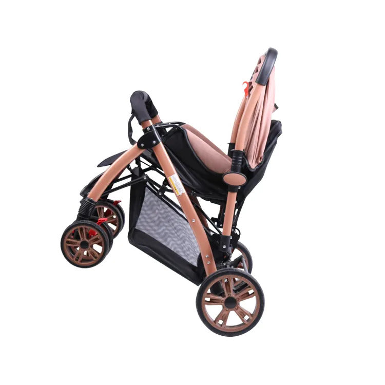 MG Kiddie 0-3 years Baby Kids Travel stroller with Adjustable Reversible handle Large Storage Basket Front tray Linen Canopy adjustable Backrest - 9912F