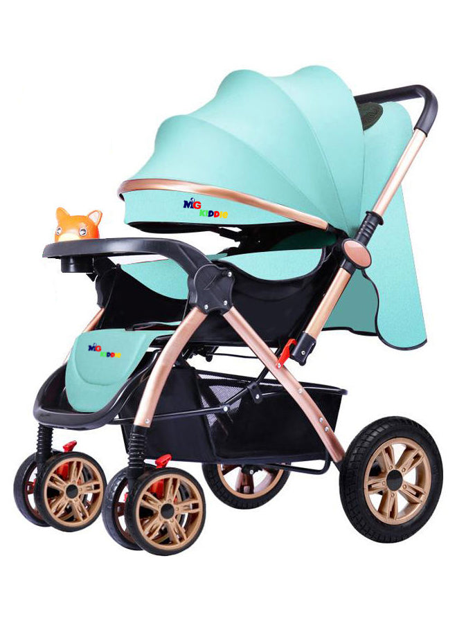 MG Kiddie 0-3 years Baby Kids Travel stroller with Adjustable Reversible handle Large Storage Basket Front tray Linen Canopy adjustable Backrest - 9912F