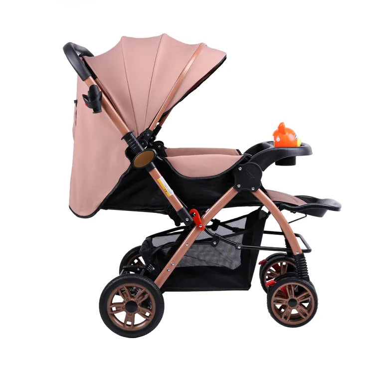 MG Kiddie 0-3 years Baby Kids Travel stroller with Adjustable Reversible handle Large Storage Basket Front tray Linen Canopy adjustable Backrest - 9912F
