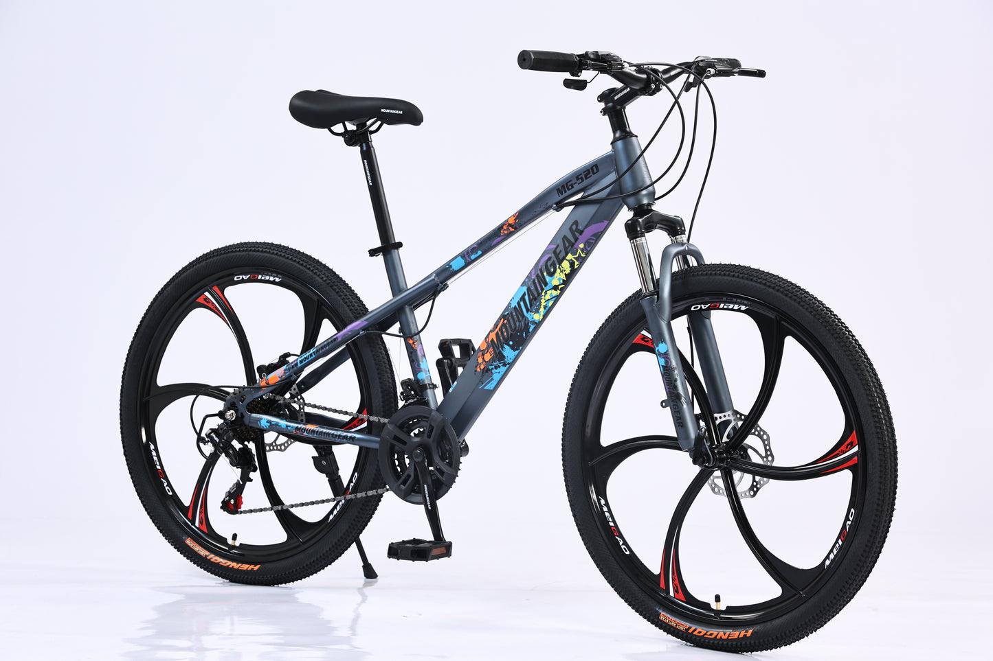 MOUNTAIN GEAR 21 Speed Tiger MTB 26inch Magnesium Alloy Six Knife Wheels | High Carbon Steel Frame | Mechanical Disc Brakes | Aluminum Alloy Rim | 38 Shock Absorbing Front Fork - MGR311374
