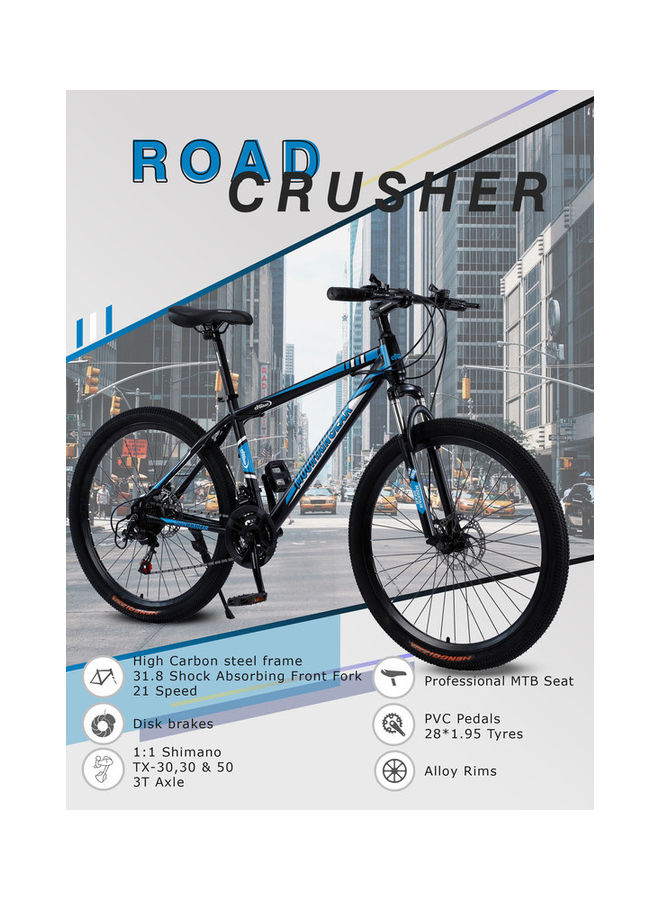 MOUNTAIN GEAR 21 Speed Road Crusher Mountain Bike Spoke Wheel 26 Inch | Mechanical Disk Brakes | Shock Absorbing Front Fork | Shimano Shifters - MGR311371