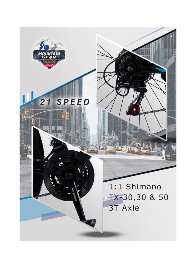 MOUNTAIN GEAR 21 Speed Road Crusher Mountain Bike Spoke Wheel 26 Inch | Mechanical Disk Brakes | Shock Absorbing Front Fork | Shimano Shifters - MGR311371