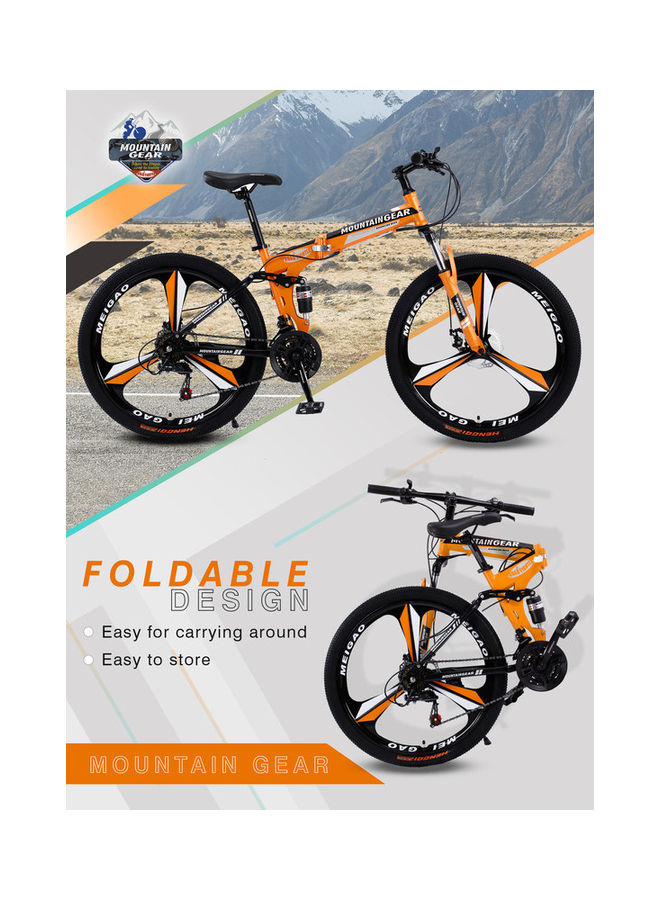 MOUNTAIN GEAR 21 Speed Road Fighter Foldable Bike | 26 Inch Mag Wheel | MTB Suspension | Disk Brakes | Shock Absorbing Front Fork | Shimano Shifters | MGR311369