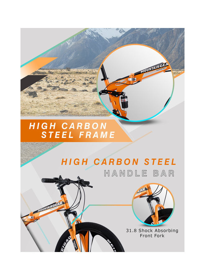 MOUNTAIN GEAR 21 Speed Road Fighter Foldable Bike | 26 Inch Mag Wheel | MTB Suspension | Disk Brakes | Shock Absorbing Front Fork | Shimano Shifters | MGR311369
