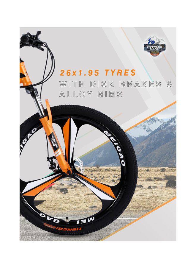 MOUNTAIN GEAR 21 Speed Road Fighter Foldable Bike | 26 Inch Mag Wheel | MTB Suspension | Disk Brakes | Shock Absorbing Front Fork | Shimano Shifters | MGR311369
