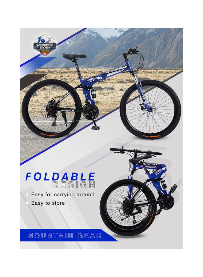 Mountain Gear  Foldable Bike |21 speed Shimano Shifters |  26 Inch Spoke Wheel | Front and rear Disk Brakes | Shock Absorbing Front Fork| MGR311368