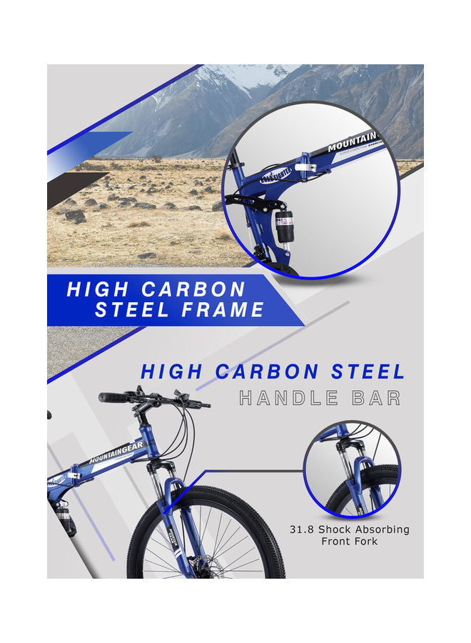 Mountain Gear  Foldable Bike |21 speed Shimano Shifters |  26 Inch Spoke Wheel | Front and rear Disk Brakes | Shock Absorbing Front Fork| MGR311368