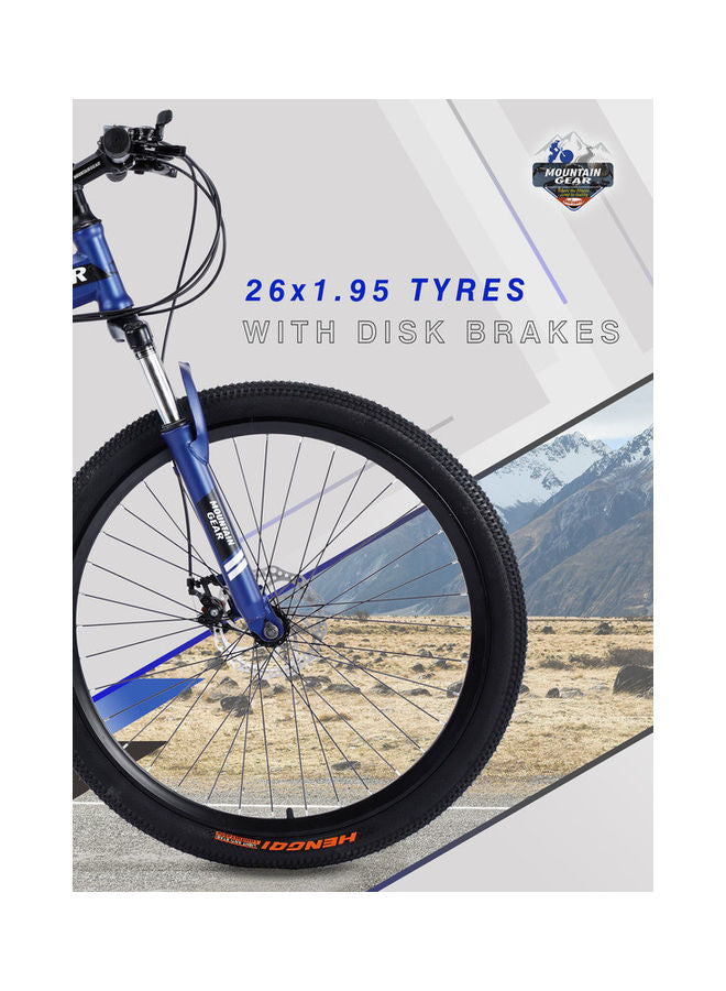 Mountain Gear  Foldable Bike |21 speed Shimano Shifters |  26 Inch Spoke Wheel | Front and rear Disk Brakes | Shock Absorbing Front Fork| MGR311368