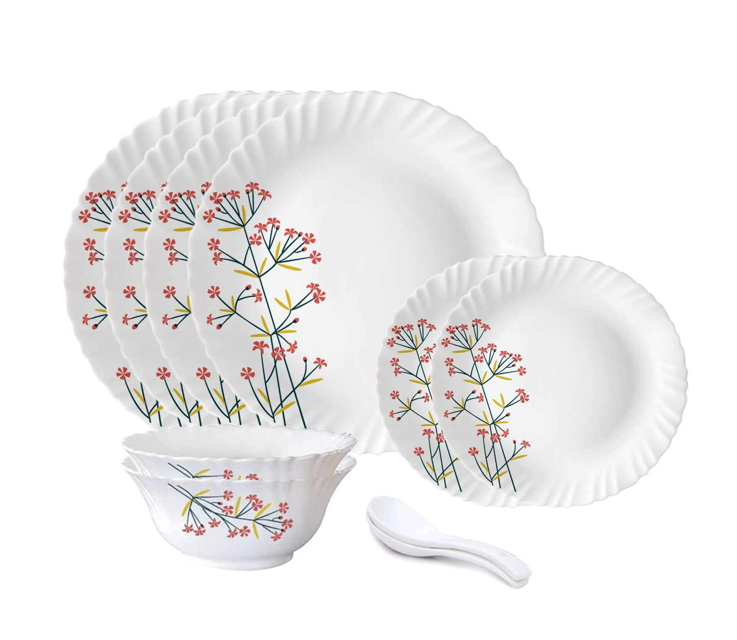BRITISH CHEF 10 Pieces Opalware Dinner Sets- Microwave & Dishwasher Safe- Dinnerware set with 4-Piece Full Plate/ 2-Piece Side Plates/ 2-Piece Soup Bowls/2-Piece Spoons - BC2010