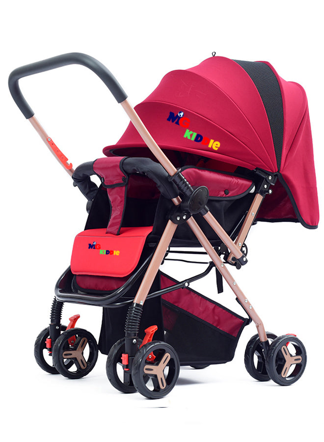 MG Kiddie 0-3 years Baby/Kids Travel Stroller with Adjustable/Reversible handle, Large Storage Basket, Front tray, Linen Canopy, Adjustable Backrest - 602B