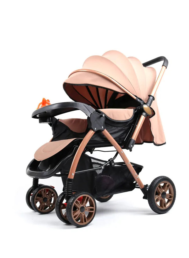 MG Kiddie 0-3 years Baby Kids Travel stroller with Adjustable Reversible handle Large Storage Basket Front tray Linen Canopy adjustable Backrest - 9912F
