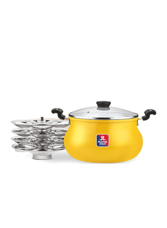 BRITISH CHEF Stainless Steel Multi Pot with Idli Plates, Multi utility and Multi usage, 4 shapes idli plates, Triangular, Square, Heart and Flower  5L - BC170