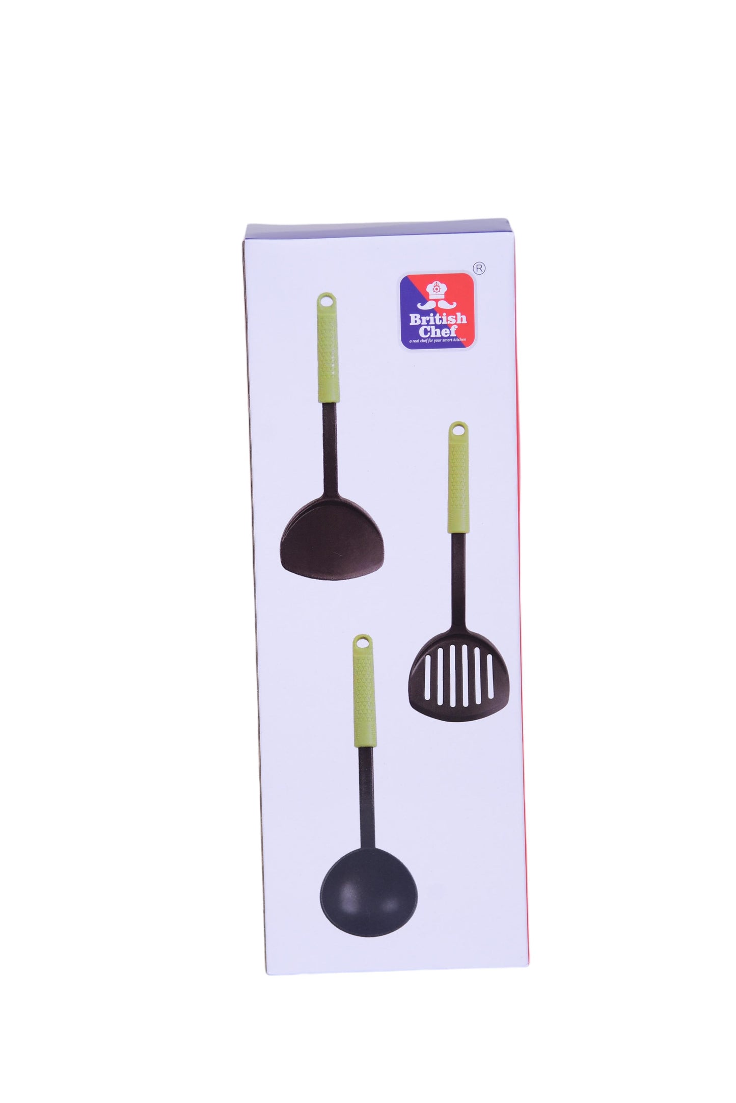 BRITISH CHEF 6 Pcs Kitchen Utensils/Spoon Set | Non-Stick Utensils Set | Non-Toxic Heat Resistant | Soft Nylon Utensils Set | Ladle, Skimmer, Spoon, Turners, Pasta Server Set | Baking/Cooking - BC312