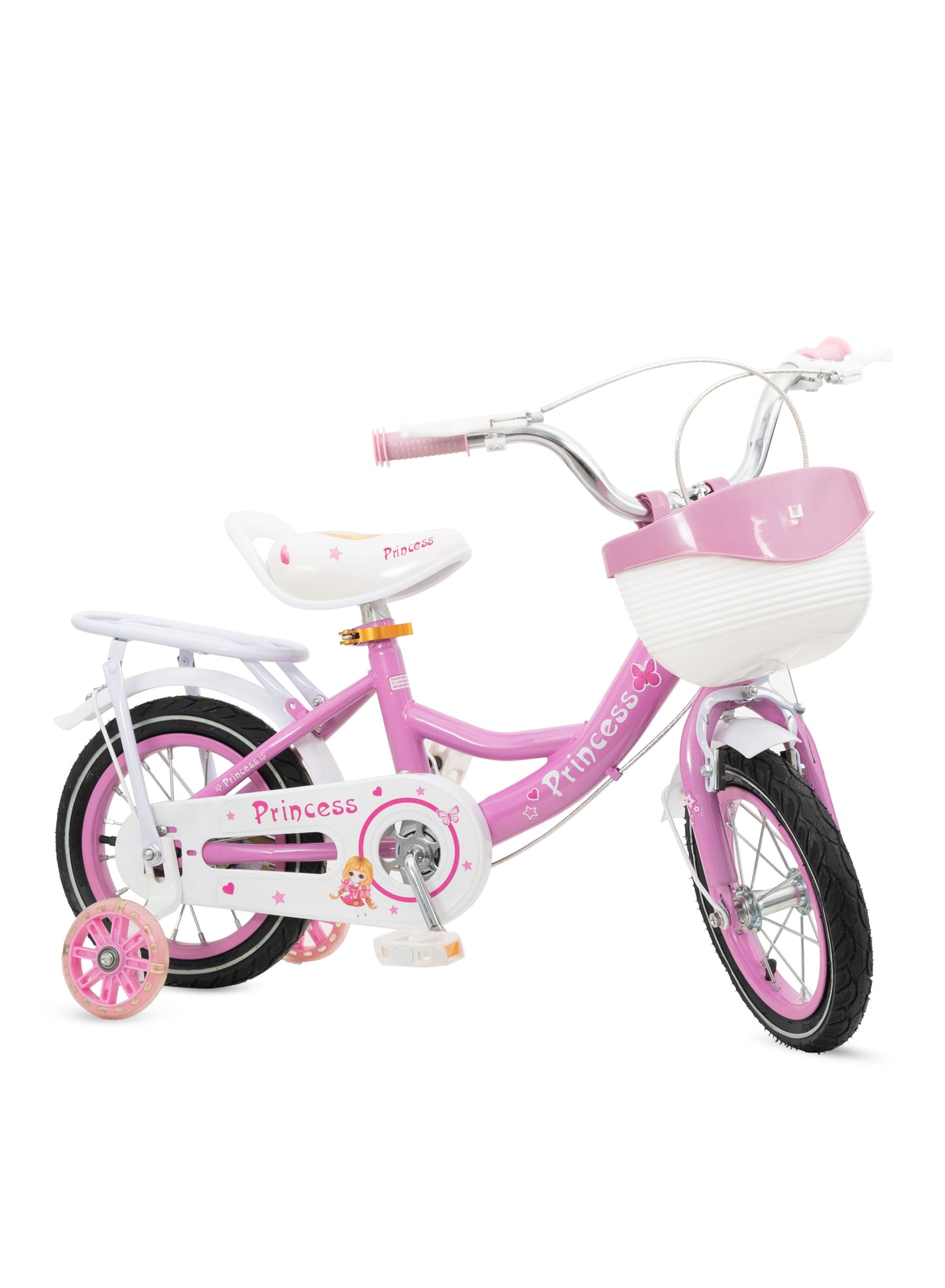 MOUNTAIN GEAR Princess Kids Bike | Bicycle With Hand Brake | Carrier Seat And Basket | 2-4 Years Girls | 14 Inch - MGPB