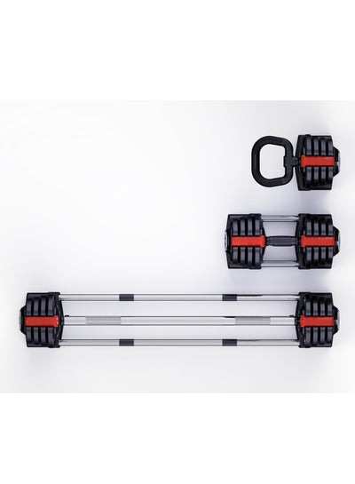 HEALTH CARRIER 3 in 1 18KG Multi-Function Smart Dumbbell, Barbell & Kettlebell set | Automatic 12 Different Weights Adjustment | Barbell Set With Connecting Rod | For Men Women Adults | Workout Fitness - HC-110
