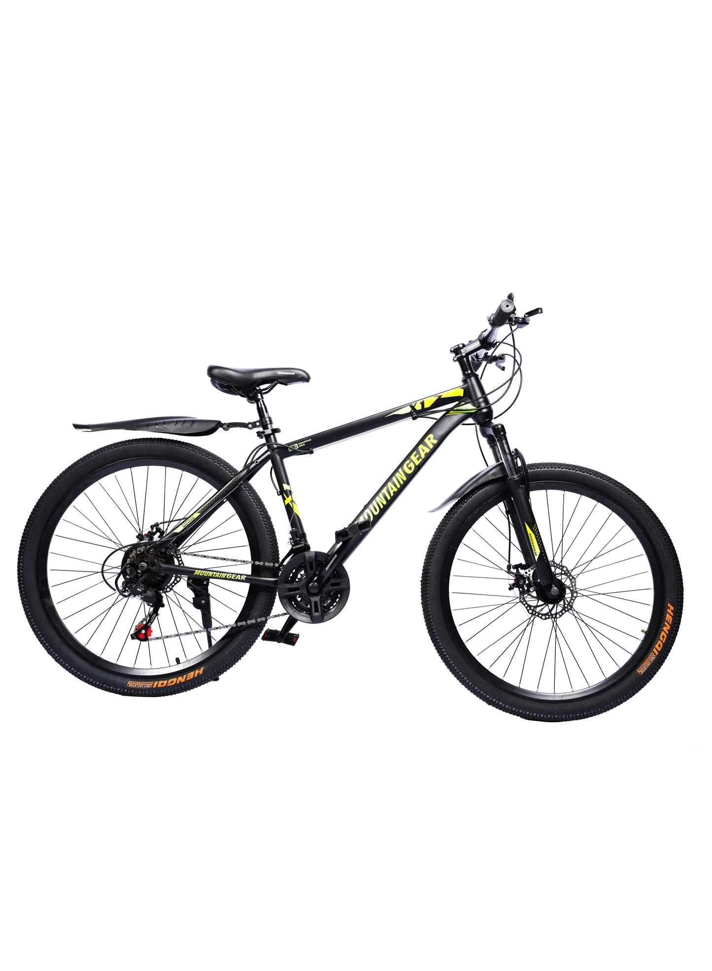 MOUNTAIN GEAR 21 Speed Explorer MTB Road Bike | 26 inch Spoke Wheel Bicycle | Disk Brakes | Shock Absorbing Front Fork | Shimano Shifters | High Carbon Steel | MTB Seat - MGR311377