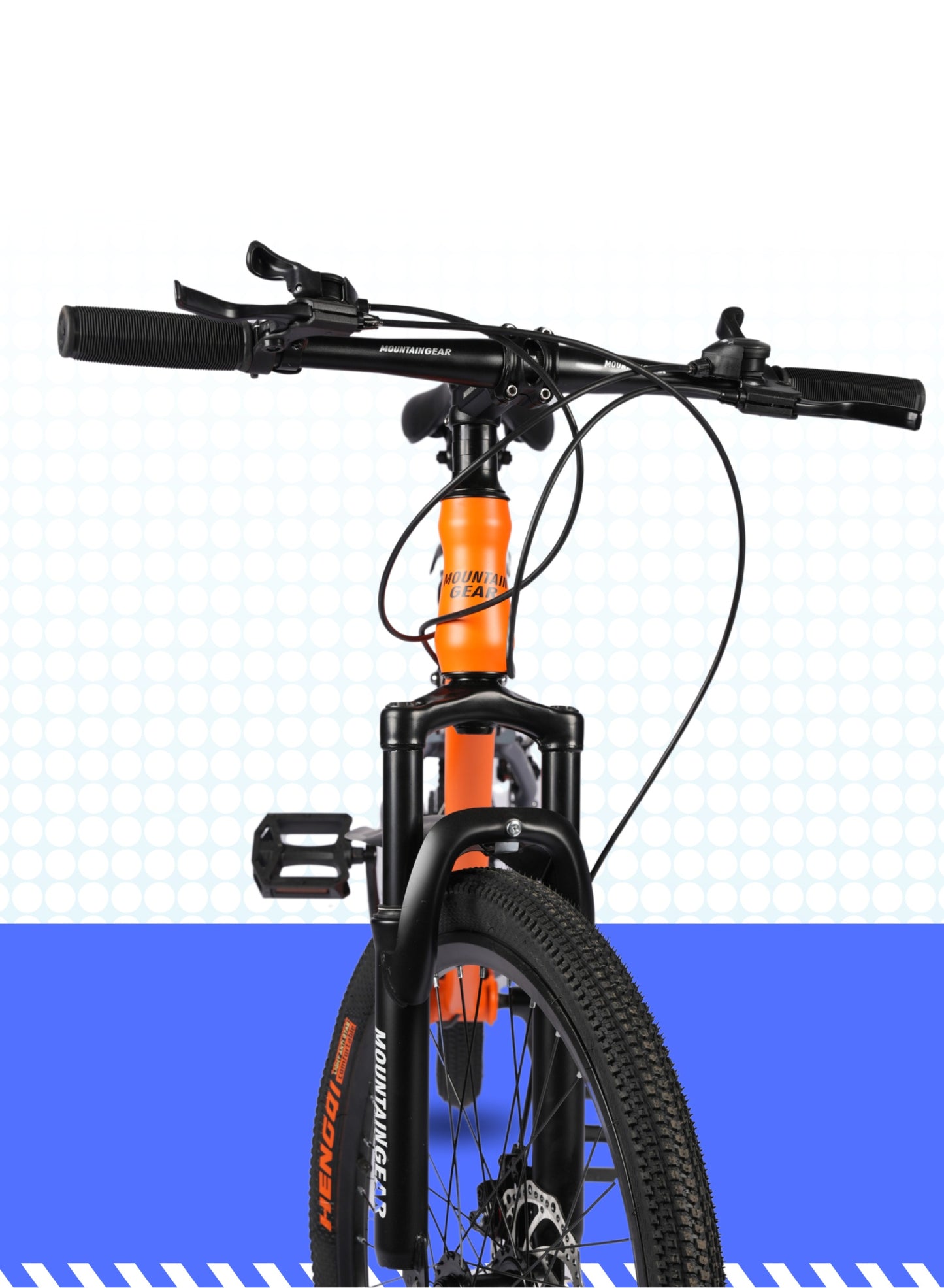 MOUNTAIN GEAR 21-Speed Mountain Bike | 24-Inch Cycle with High Carbon Steel Frame | Spoke Wheel | Disc Brakes | 38 Shock-Absorbing Front Fork | TX-30 Shimano Shifters | PVC Pedals | MTB Seat - MGR311380