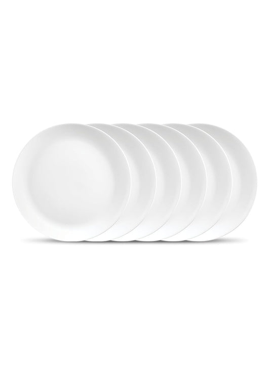 BRITISH CHEF 6 Pieces Tiara Plane Moon Plate  | Full Plate | Easy to Store | Durable | Break Resistant | Dishwasher Safe | Various Sizes  7.5/10/11inch | Set of 6 pcs | White