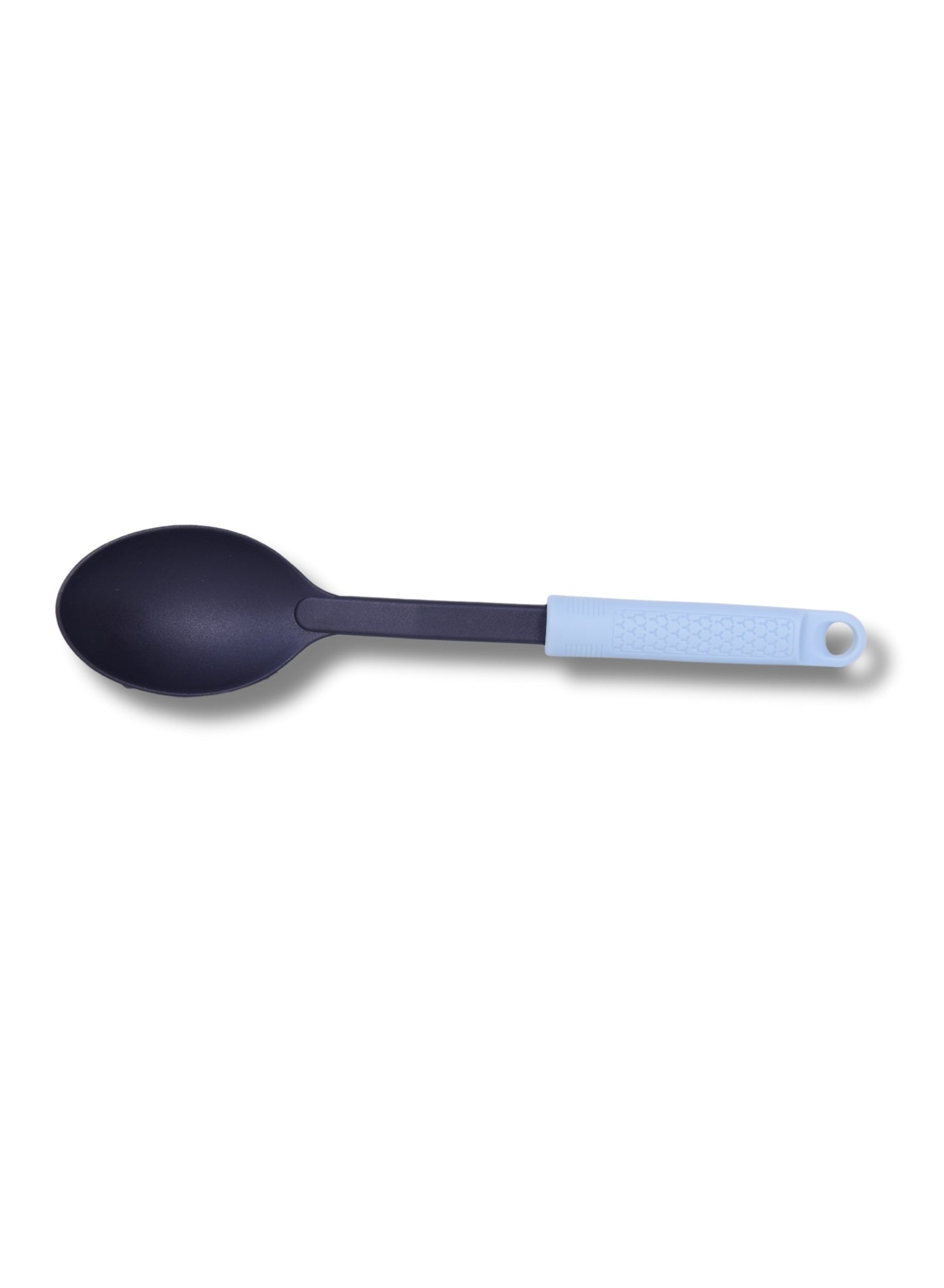 BRITISH CHEF Nylon Solid Spoon - Anti-Scratch for Non-Stick Pans | Soft Grip Silicone Handle | Ideal Cooking Utensil | Comfortable Handle | Dishwasher Safe - BC333