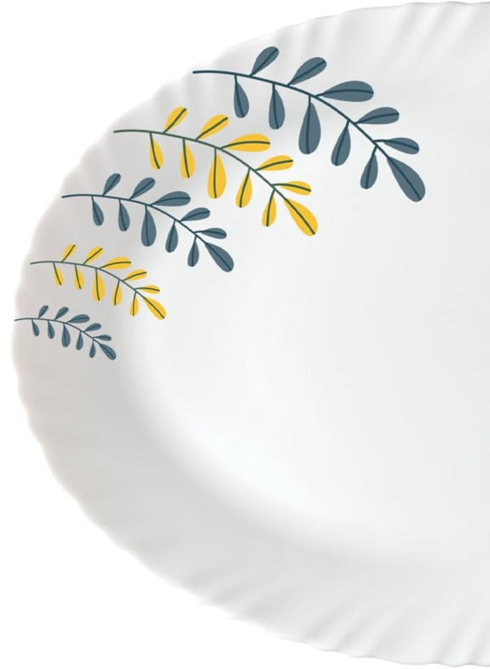 BRITISH CHEF 15 Pieces Opalware Dinner Sets Microwave  Dishwasher Safe Dinnerware set with 4 Full Plate-4 Side Plate-4 Vegetable Bowl-1 Serving Bowl-2 Spoons - BC2011