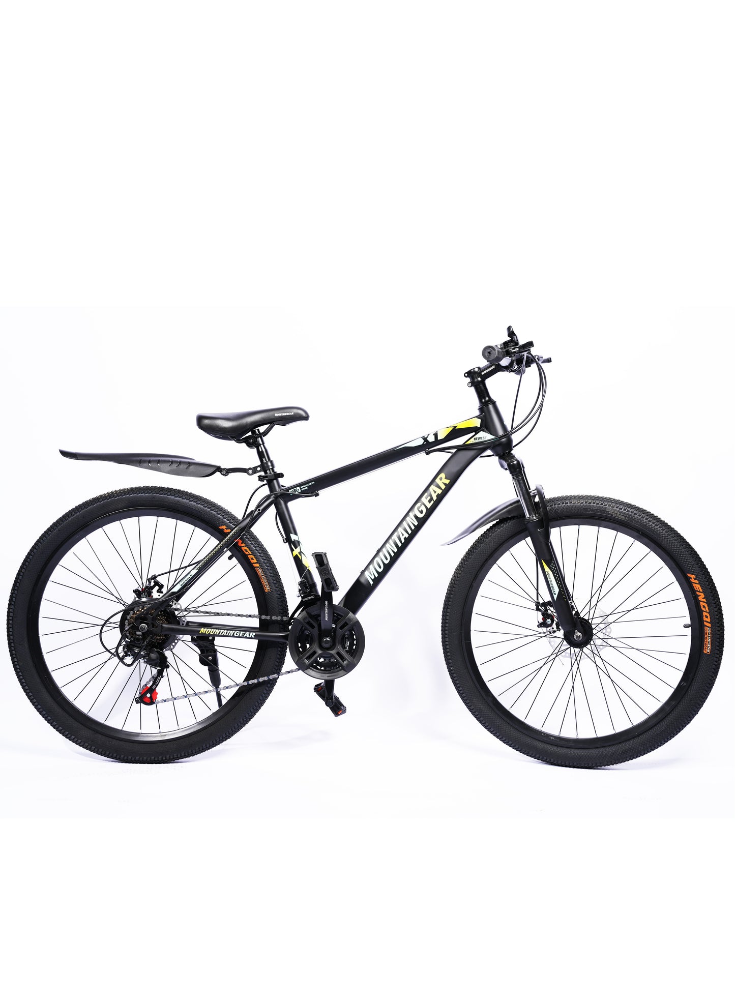 MOUNTAIN GEAR 21 Speed Explorer MTB Road Bike | 26 inch Spoke Wheel Bicycle | Disk Brakes | Shock Absorbing Front Fork | Shimano Shifters | High Carbon Steel | MTB Seat - MGR311377