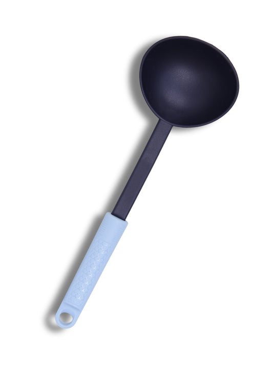 BRITISH CHEF Soft Nylon Ladle Spoon with Silicone Handle | Heat Resistance | Non Stick Flexible Ladle | Comfortable Handle | Dishwasher Safe - BC329