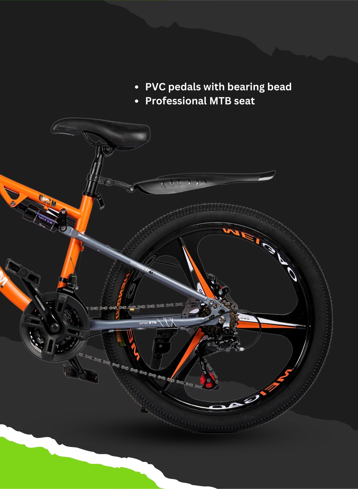 MOUNTAIN GEAR 21-Speed MTB Mountain Bike | 24-Inch Bicycle with High Carbon Steel Frame | Mag Wheel | Disc Brakes | 38 Shock-Absorbing Front Fork | TX-30 Shimano Shifters | PVC Pedals | MTB Seat - MGR311381