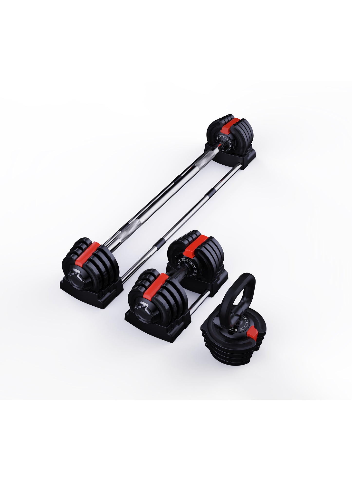 HEALTH CARRIER 3 in 1 18KG Multi-Function Smart Dumbbell, Barbell & Kettlebell set | Automatic 12 Different Weights Adjustment | Barbell Set With Connecting Rod | For Men Women Adults | Workout Fitness - HC-110