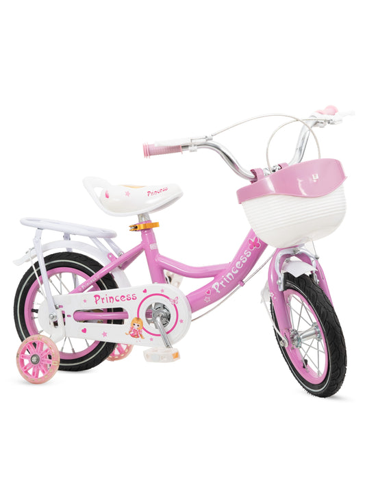 MOUNTAIN GEAR Princess Kids Bike | Bicycle With Hand Brake | Carrier Seat And Basket | 2-4 Years Girls | 12 Inch - MGPB