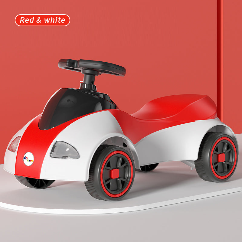 MG Kiddie Swing Car | Music & LED Light Wiggle, Swing and Twist Car | Whisper Tires & New Functions | Vehicle for Children Aged 2-5 Years - MGT904 WHITE RED