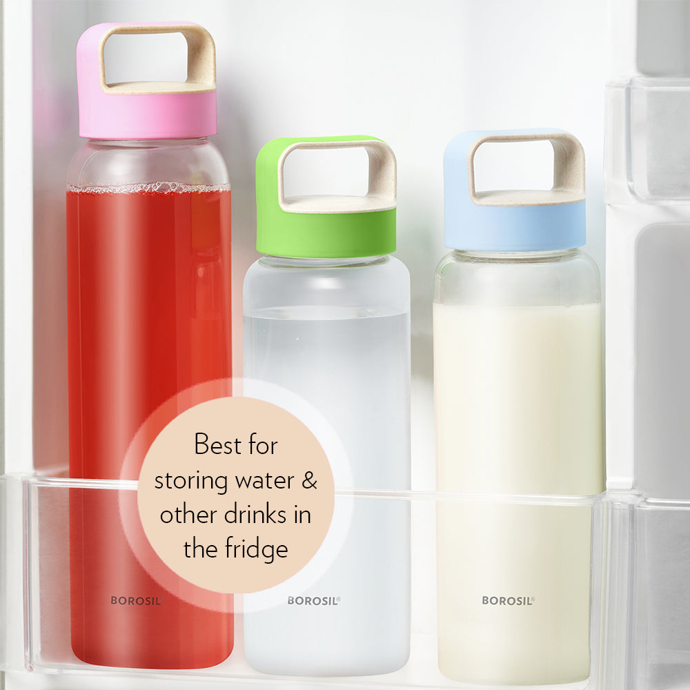 BOROSIL Neo Glass Bottle | Reusable | Refillable | Hot Water | Cold Water | Leak Proof | Wide Mouth | Microwavable | Freezable | 750ML