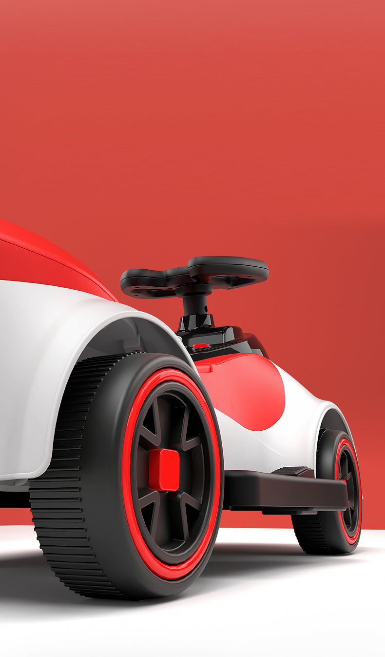 MG Kiddie Swing Car | Music & LED Light Wiggle, Swing and Twist Car | Whisper Tires & New Functions | Vehicle for Children Aged 2-5 Years - MGT904 WHITE RED